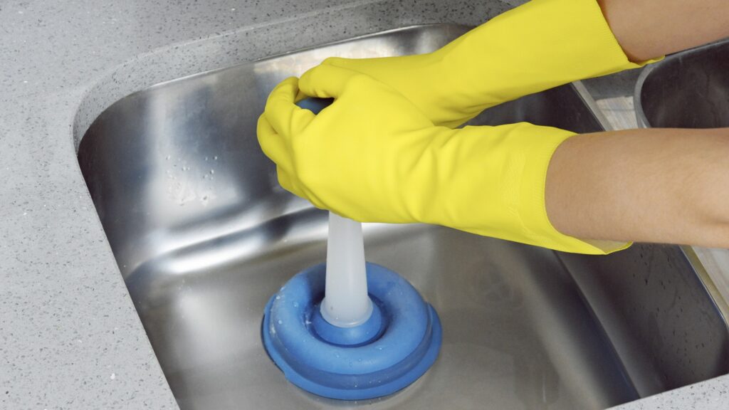 plunger on kitchen sink